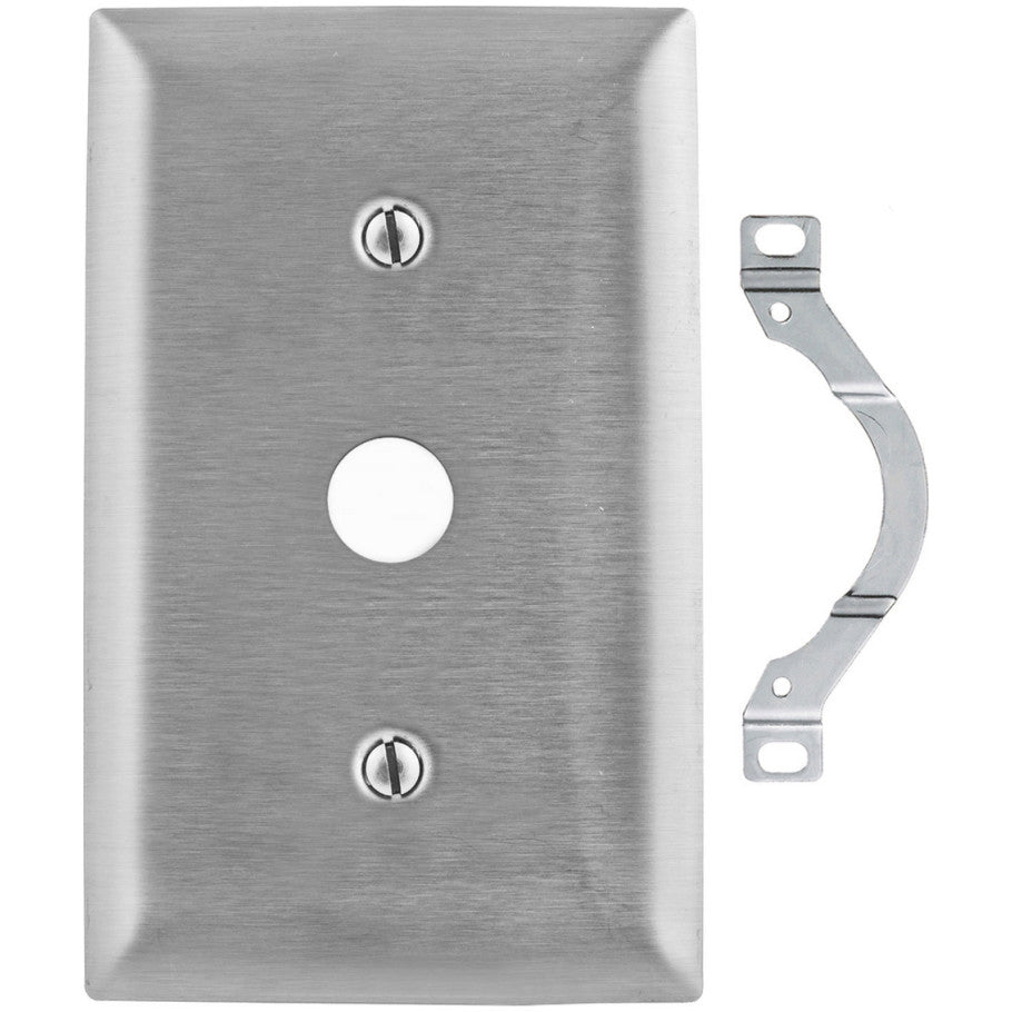 1 Gang Single Telephone Outlet Stainless Steel Wall Plate With 0.640 in. Dia. Device Opening