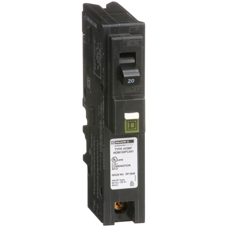 Mini circuit breaker, Homeline, 20A, 1 pole, 120VAC, 10kA AIR, combo arc fault, plug on neutral, plug in, UL  TAA