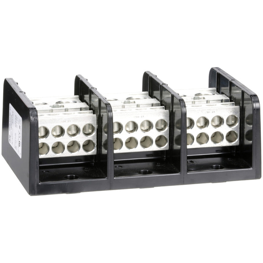 Power distribution block, Linergy, 3 pole, 2 line, 8 load, 760A Cu, 620A Al, 600V