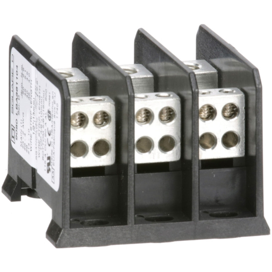 Power distribution block, Linergy, 3 pole, 1 line, 4 load, 115A Cu, 90A Al, 600V
