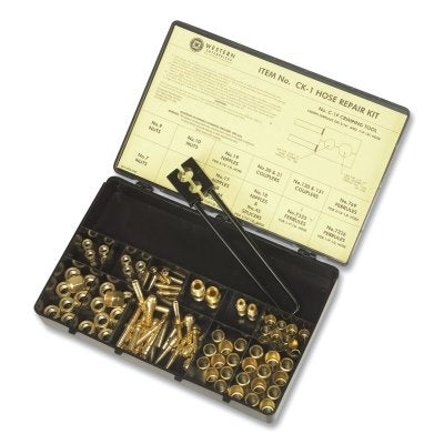 Hose Repair Kit, A-Size/B-Size Fittings, 3/16 in and 1/4 in Hose ID, Hammer-Strike 2-Hole Jaw Crimp Tool