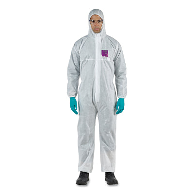 1500 Stitched Model 101 Breathable Coveralls, White, Hooded, 3X-Large