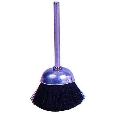 Miniature Stem-Mounted Cup Brush, 9/16 in Dia., Stiff Hair Wire