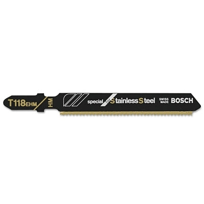 Carbide-Tipped T-Shank Jigsaw Blades for Stainless Steel, 3 1/4 in, 14 TPI
