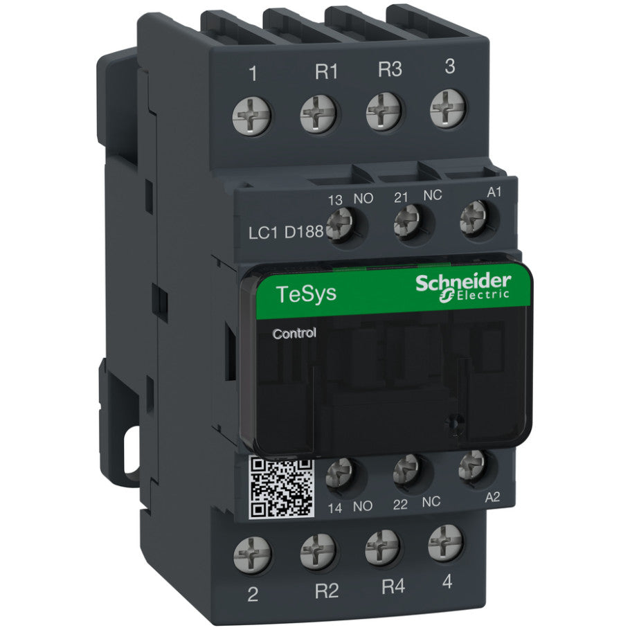 IEC Contactor, TeSys Deca, Nonreversing, 32A Resistive, 4 Pole, 2 NO and 2 NC, 120VAC 50/60Hz Coil, Open Style, open style