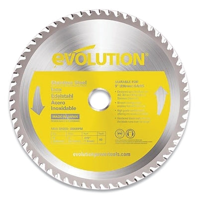 Metal-Cutting Saw Blades, 9 in dia, 1 in arbor, Stainless Steel