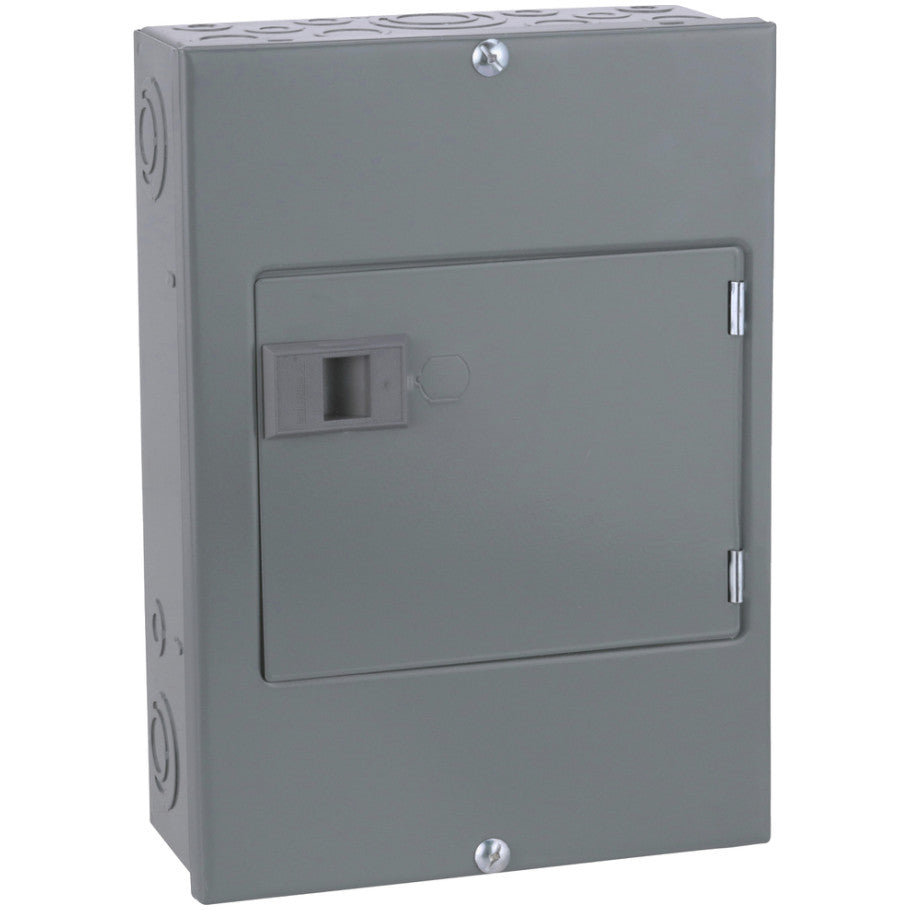 Load center, QO, 1 phase, 8 spaces, 16 circuits, 100A fixed main lugs, NEMA1, door surface cover