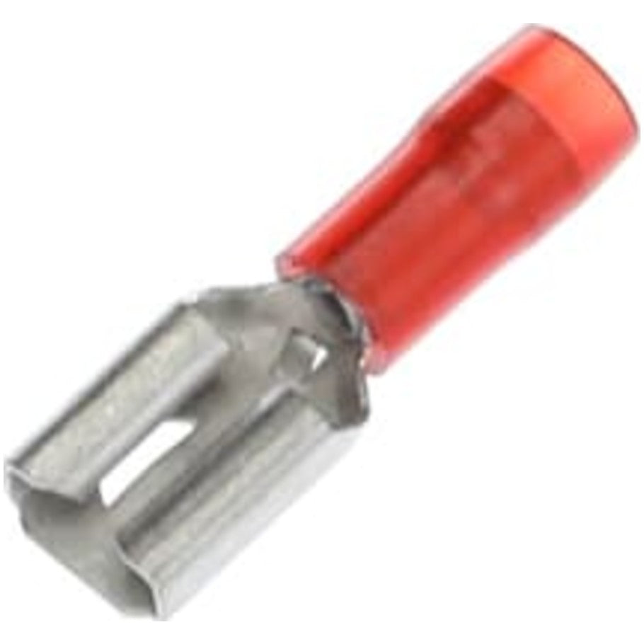 Nylon Insulated Female Disconnect, Length .91 Inches, Width .29 Inches, Tab Size .250x.032, Wire Range  22- 18, Red