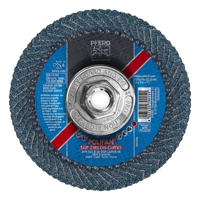 POLIFAN Flap Disc, 5 in, 40 Grit, 5/8 Arbor, 12,200 RPM, Z-Curve, T29