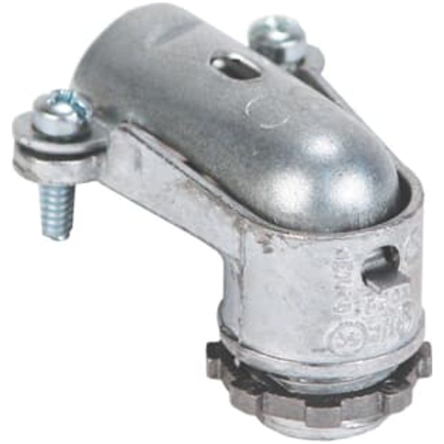 Steel City Clamp-Type Connector, Zinc Die Cast, 90  176;, Armored Cable and Flexible Metallic Conduit, 1/2 in.