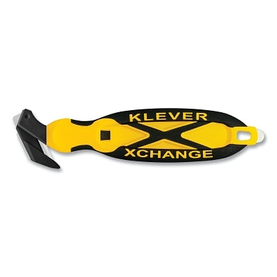 Klever XChange35 Safety Cutter, 7 in L, Straight Blade, Carbon Steel, Plastic Handle, Yellow