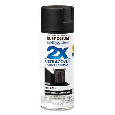 Painter's Touch 2X Ultra Cover Ultra Cover Semi-Gloss Spray Paint, 12 oz, Black