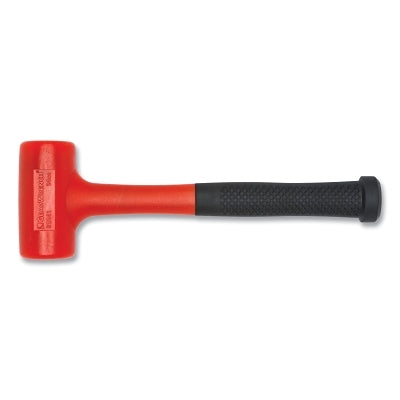 Dead Blow Hammer with Polyurethane Head, 33 oz, 1.9 in dia, 6.7 in Handle, Red & Black, Steel Frame