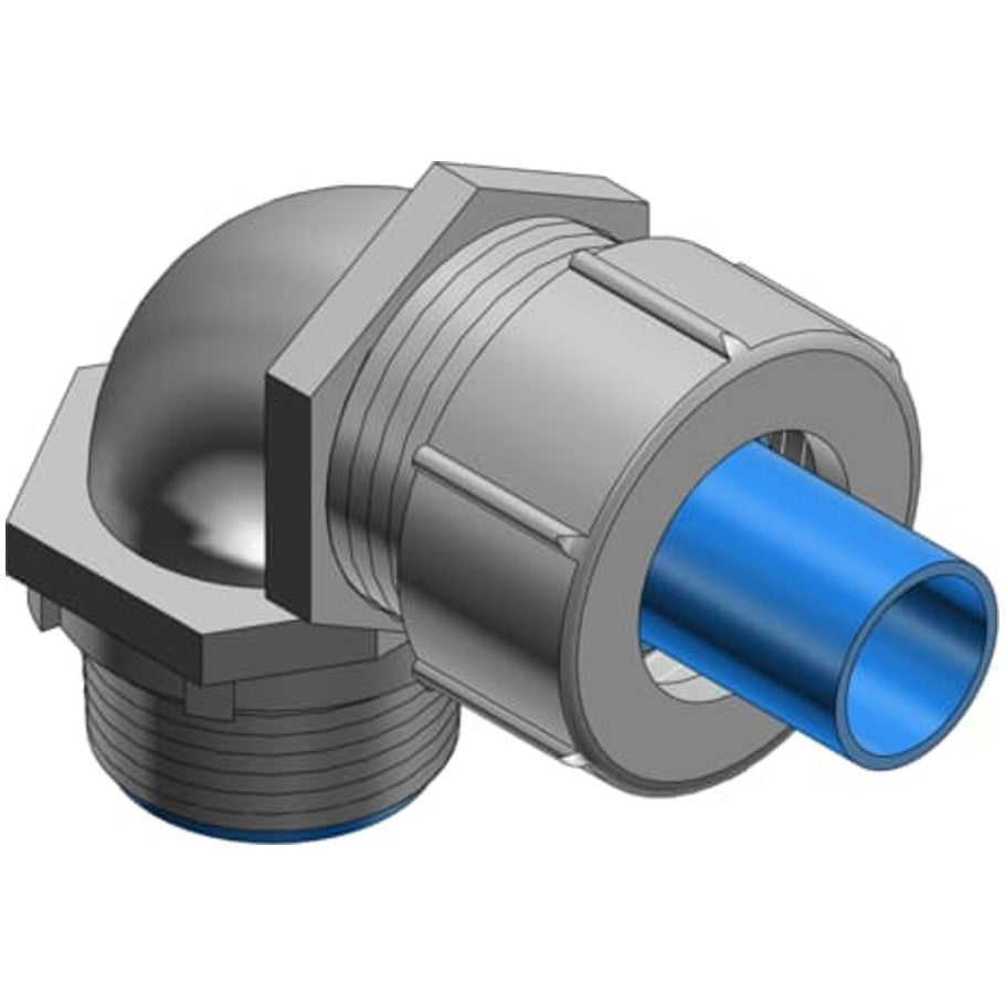 Metallic Bullet, Threaded, Zinc Electro-Plated, Steel, 90 Degree, Insulated Throat, 3/4 in.