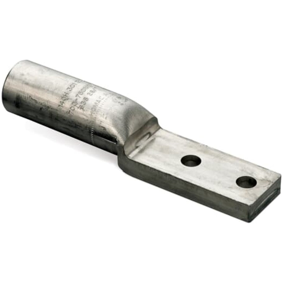 Tin Plated Aluminum Two-Hole NEMA Lugs - straight lug,  Wire Range 1/0 Solid, 2 ACSR