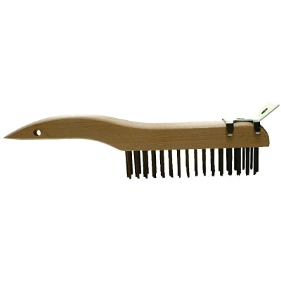Shoe Handle Scratch Brushes, 10 1/4", 4X16 Rows, Carbon Steel Wire, Wood Handle