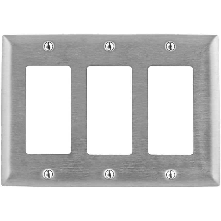3 Gang Decorator/GFCI Device Stainless Steel Wall Plate