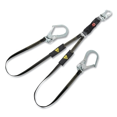 V-SERIES Leading Edge Safety Lanyard, 6 ft, Twin, Large/Small Snaphook, High Heat Web, Fixed, 310 lb
