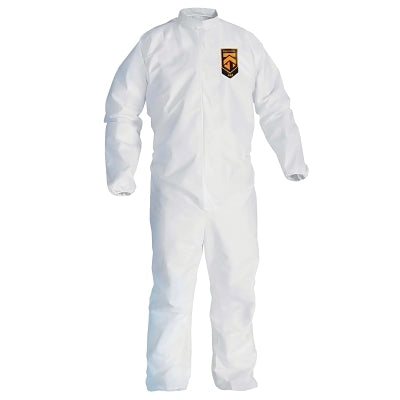 A45 Breathable Liquid and Particle Protection Elastic Wrist/Ankle Coveralls, White, 3XL, Fr Zipper