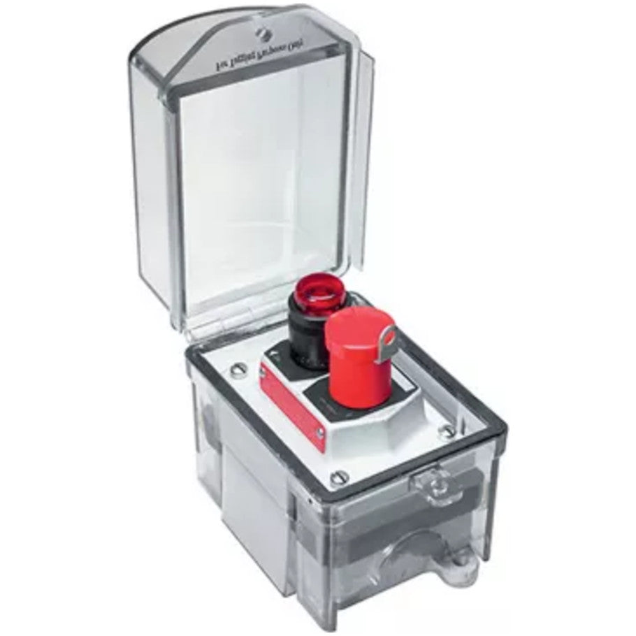 Control Station Cover, UV Polycarbonate, Hinged, Clear, 1-Gang, Compatible with EDS(C) and EFD(C) Control Stations