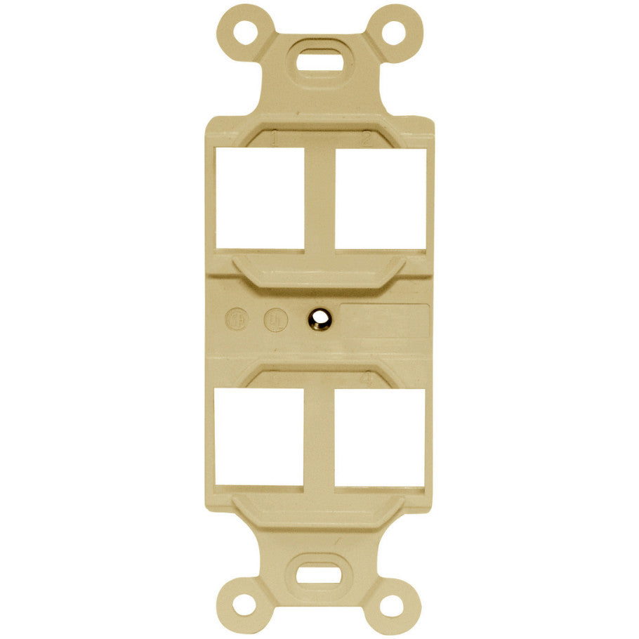 Phone/Data/Multimedia Component, Outlet Frame, Duplex 106, 4-Port, Electric Ivory