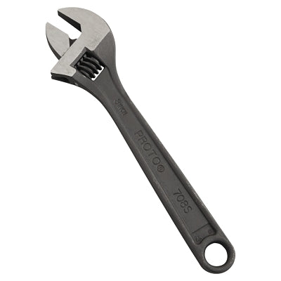 Protoblack Adjustable Wrench, 8 in L, 1-1/8 in Opening, Black Oxide