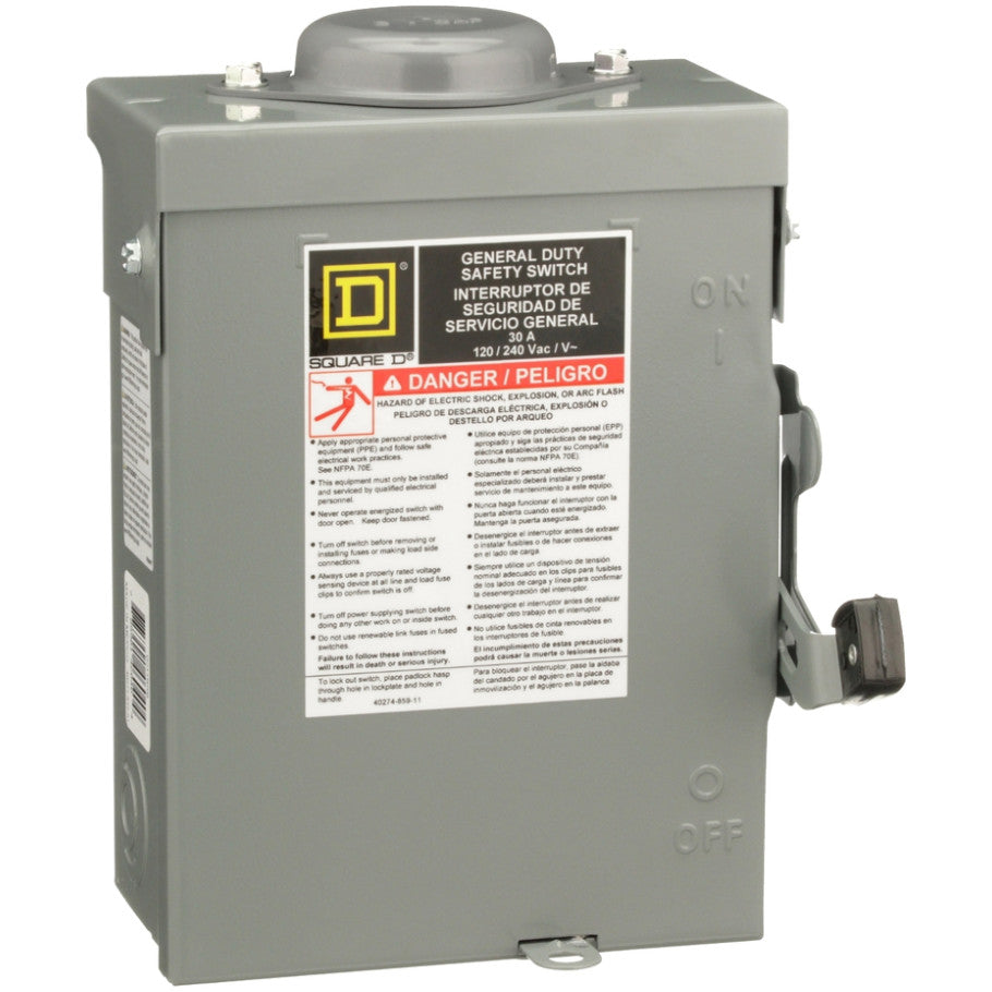 General Duty Disconnect, Fusible, 1 Phase, 30A 120/240V, 2P3W