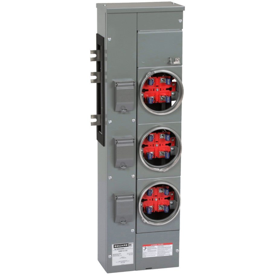 Branch Unit, EZ Meter-Pak, 125A, 3 Sockets, 120/240VAC, no bypass, ringed, 800A Busbar
