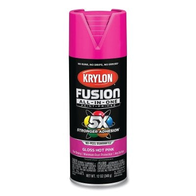 Fusion All-in-One Paints + Primers, 12 oz, Aerosol Can, Gloss Hot Pink