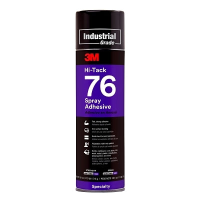 3M 021200-30026 Hi-Tack 76 Spray Adhesive, 18.1 oz, Aerosol Can, Clear/Amber, Contains 1,1-Difluoroethane