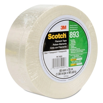 3M 021200-39846 Industrial Grade Filament Tape 893, 1.89 in x 60 yd, 300 lb/in Strength