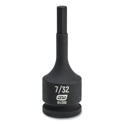 Impact Socket, 3/8 in Drive Size, 7/32 in Opening Size, 6-point, Standard Length, Hex Bit