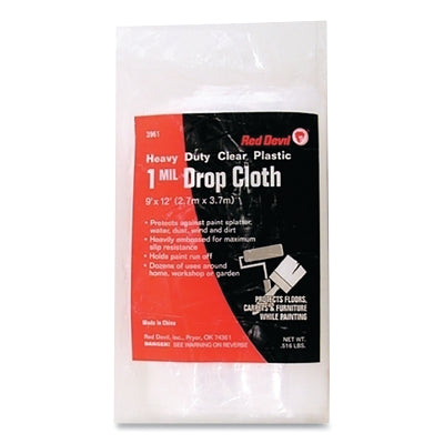 Drop Cloth, 12 ft L, 9 ft W, Plastic
