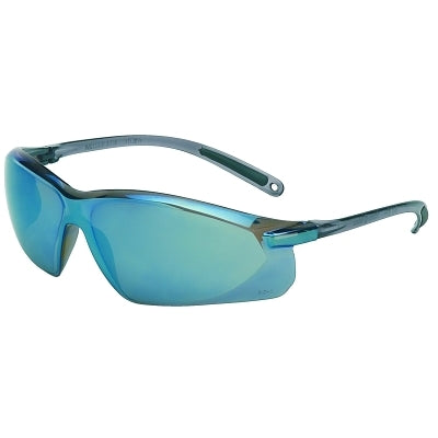 A700 Series Safety Glasses, Blue Mirror Polycarbonate, Anti-Scratch Lens, Gray Polycarbonate Frame