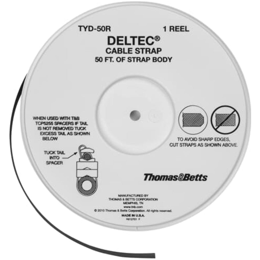 50 ft. L x 0.50 in. W Weather Resistant Acetal Deltec Cable Tie Without Double Locking Head on Reel (Cut to Length)
