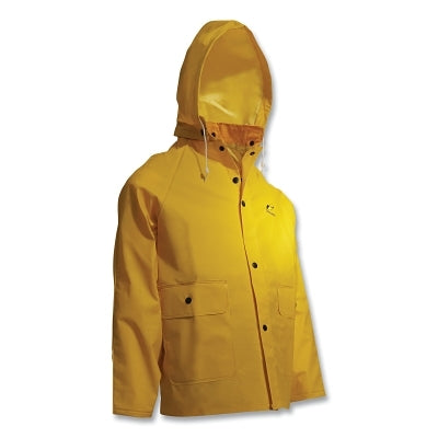 Sitex Rain Jacket, Detachable Hood, 0.35 mm Thick, PVC/Polyester, Yellow, 2X-Large