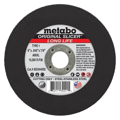 Original Slicer Cutting Wheel, 6 in dia, 0.045 in Thick, 7/8 in Arbor, 36 Grit , AO