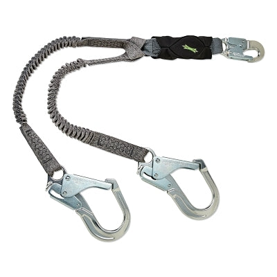 V-Series Stretch Twin-Leg Energy Absorbing Lanyard, 310 lb, 6 ft, Lg Snap Hooks