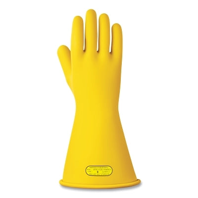 RIG Electrical Insulating Gloves, 11 in L, Class 00, Size 9, Yellow