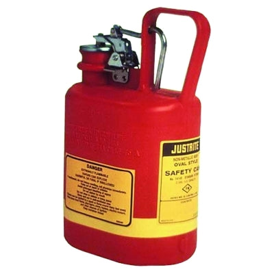 Oval Nonmetallic Type l Safety Cans for Flammables, 1 gal, Red, Stainless Steel
