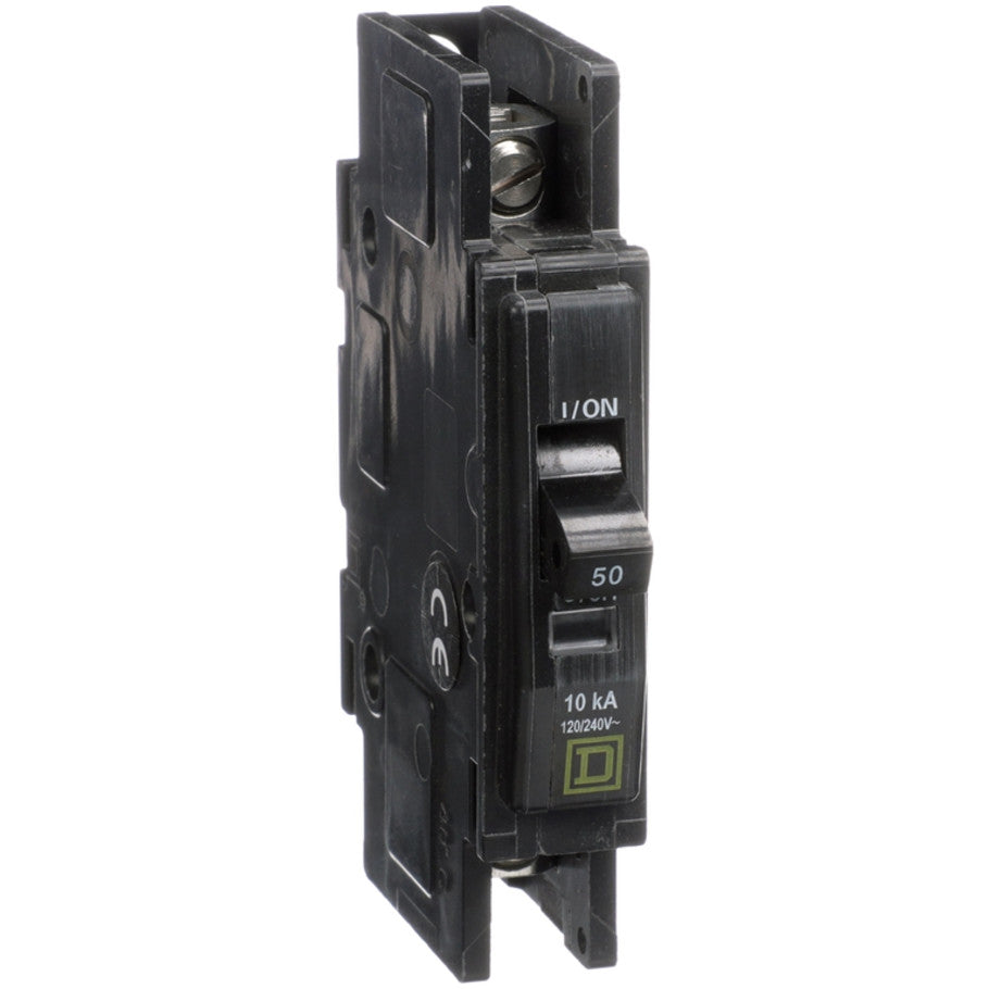 QOU Miniature Low Ampere Circuit Breaker, Unit-Mount, 10kA, 120/240 Vac, 1-Pole, 50A