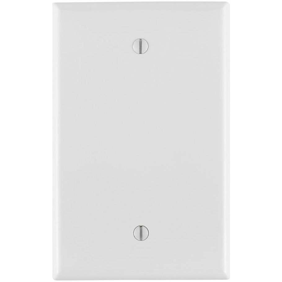 Wall Plate, Blank, 1-Gang, Midsize, Box Mount, White Thermoplastic Nylon