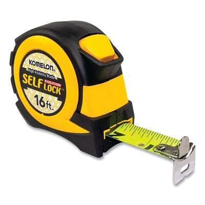 Self Lock Evolution Tape Measure, 16 ft x 1 in W, SAE, Hi-Vis Lime/Black
