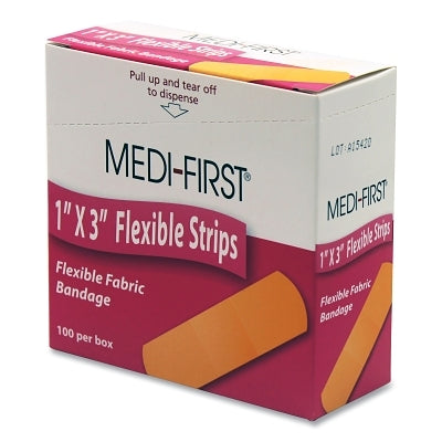 Flexible Bandage, 1 in W, 3 in L, Cloth