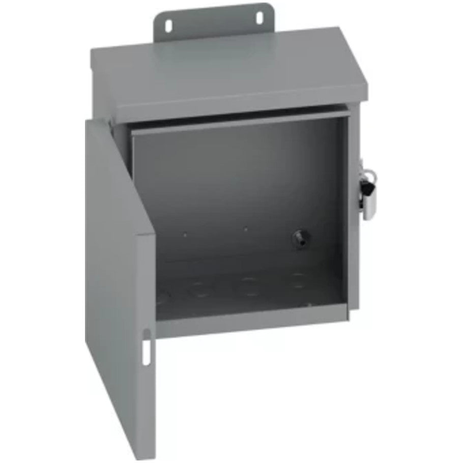 NEMA 3R Panel Enclosure, Continuous Hinge Cover, 16 Gauge Galvaneal Steel, Knockouts, 12 x 12 x 6 in.