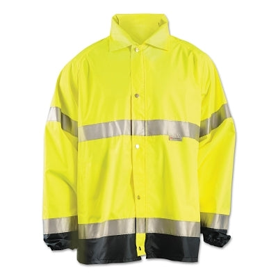 Class 3 Type R Premium Breathable Rain Jacket, 150 Denier Polyester Oxford with PU Coating, Large, Yellow