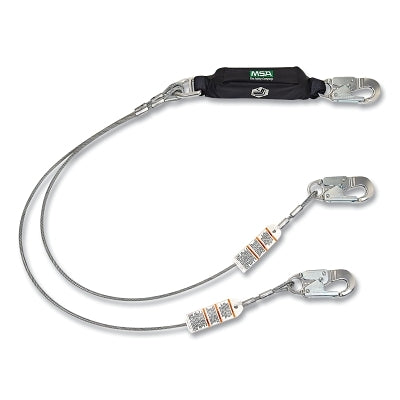 V-SERIES Leading Edge Safety Lanyard, 12 ft, Single, Small with Swivel/Small Snaphooks, Cable, Fixed, 310 lb