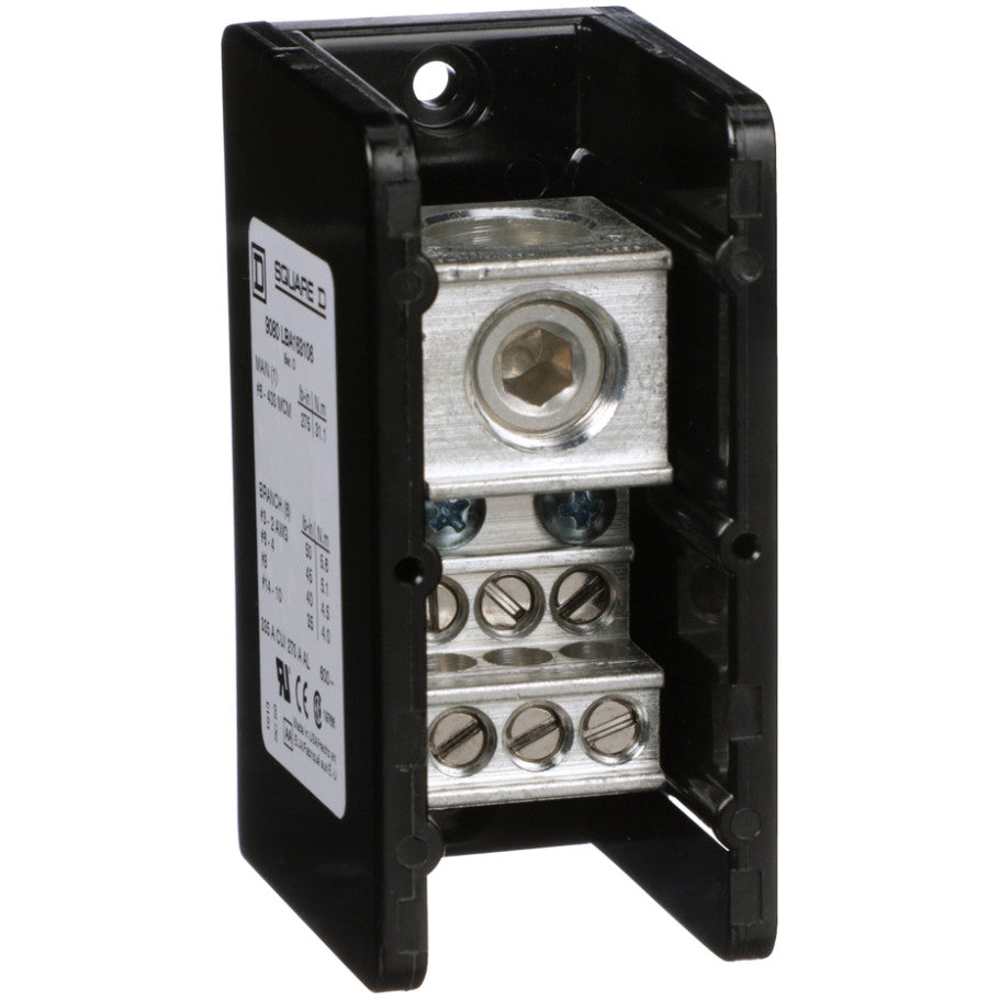 Power distribution block, Linergy, 1 pole, 1 line, 6 load, 335A Cu, 270A Al, 600V