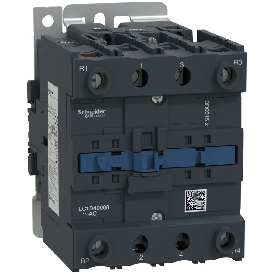 IEC Contactor, TeSys Deca, Nonreversing, 60A Resistive, 4 Pole, 2 NO and 2 NC, 120VAC 60Hz Coil, Open Style
