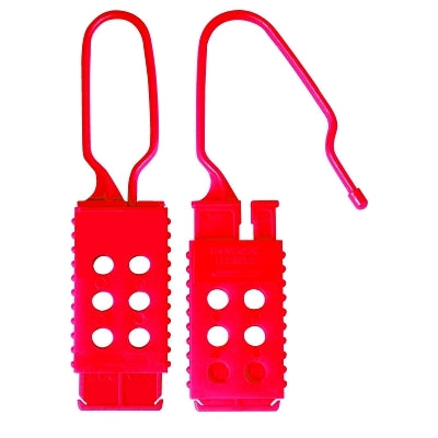 Safety Series Lockout Hasp, 1-5/8 in W x 6-7/8 in L, 1 in to 2-1/2 in Jaw dia, Red